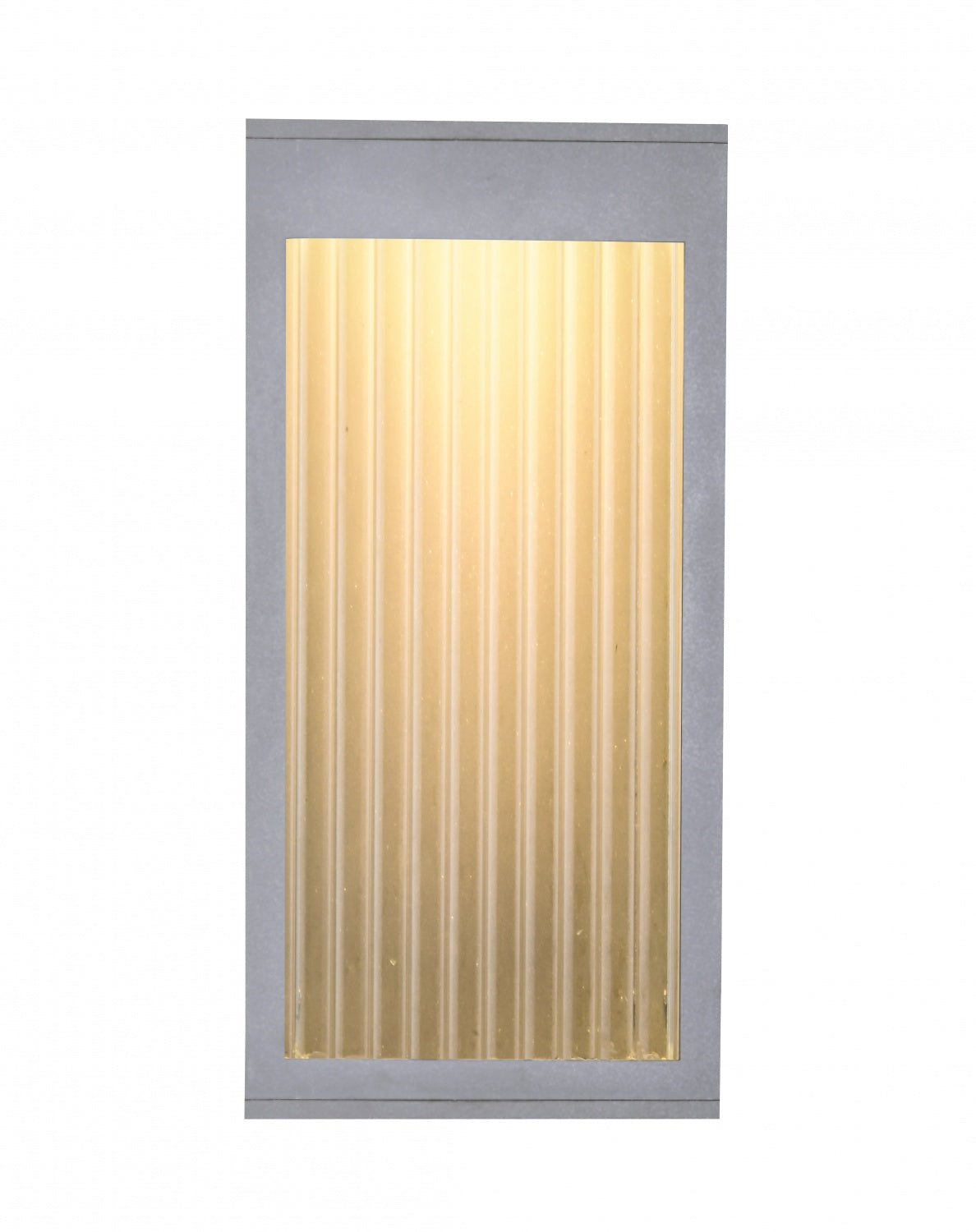 Avenue Outdoor Rectangular LED Wall Sconce AV9901-SLV front view — 12"H silver flat rectangle with frosted LED face panel, white background