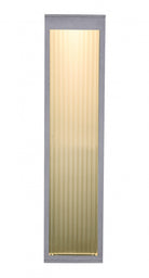 Avenue Outdoor Rectangular LED Wall Sconce AV9903-SLV three-quarter angle — silver body with even LED illumination across rectangular face