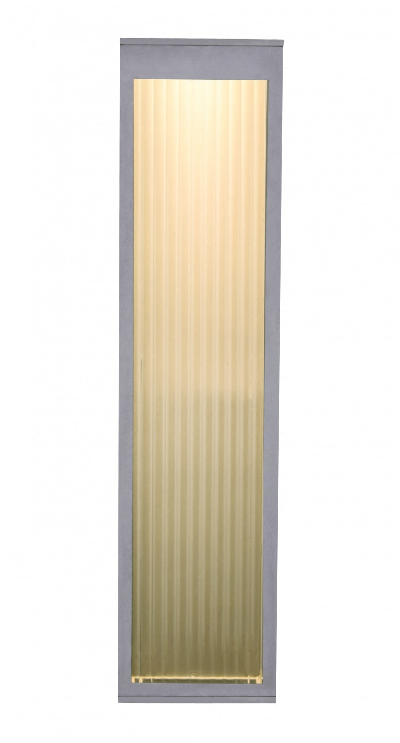 Avenue Outdoor Rectangular LED Wall Sconce AV9903-SLV three-quarter angle — silver body with even LED illumination across rectangular face