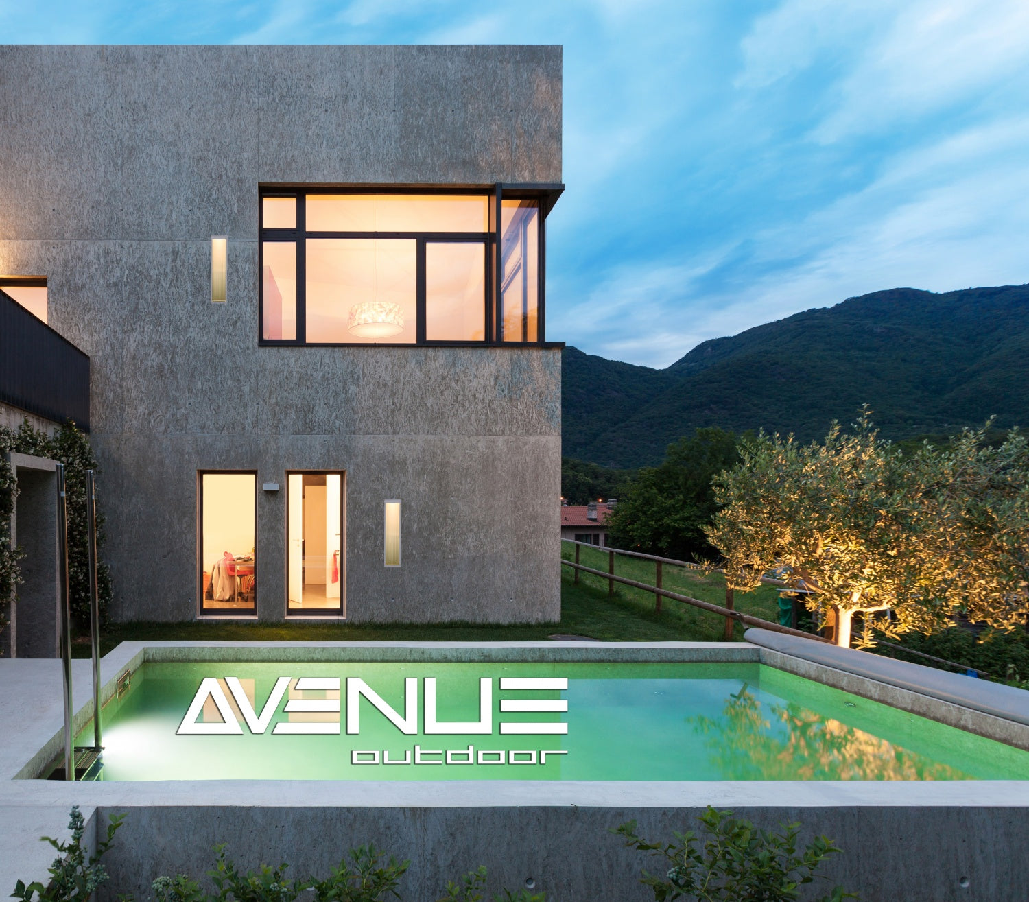 Avenue Outdoor Rectangular LED Murale Profil latéral AV9903-SLV — profil bas, profondeur de paroi de 5 cm (2 pouces), bord du cadre argenté