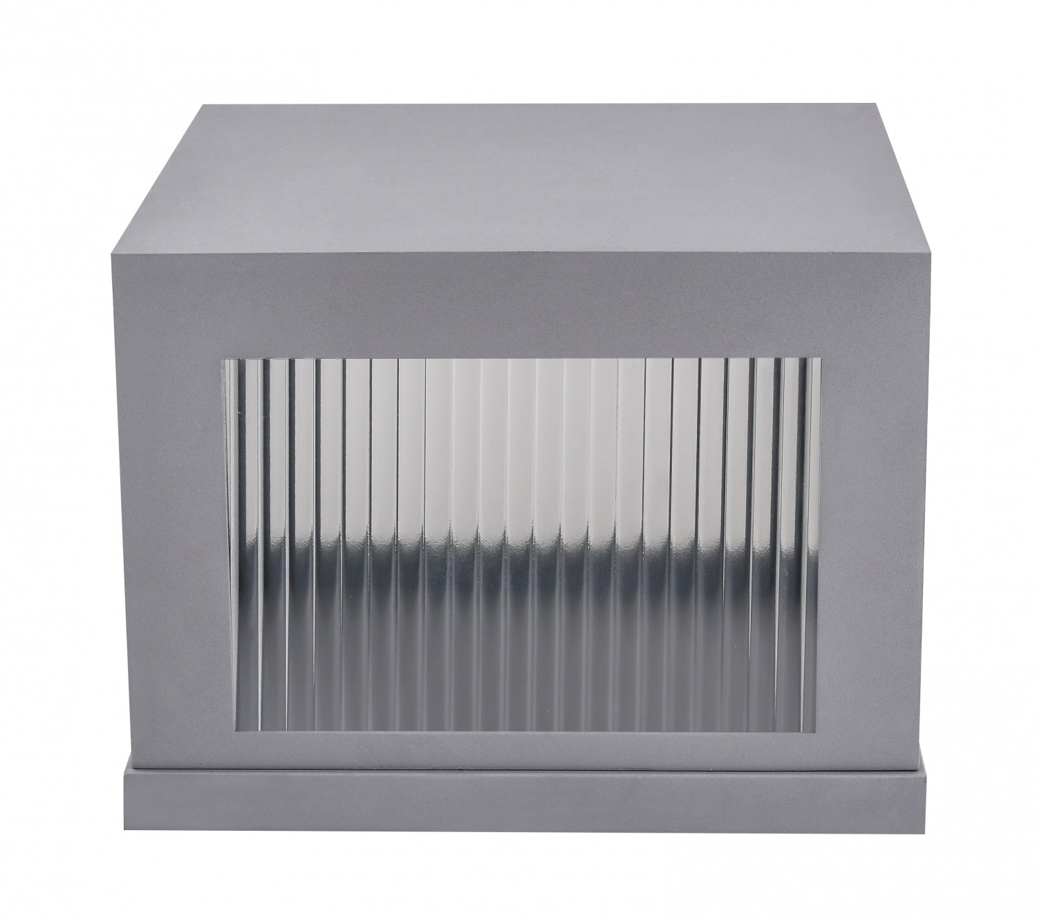 Avenue Outdoor LED Pillar Mount AV9904-SLV top view — 12" square silver post cap fixture with LED face, white background