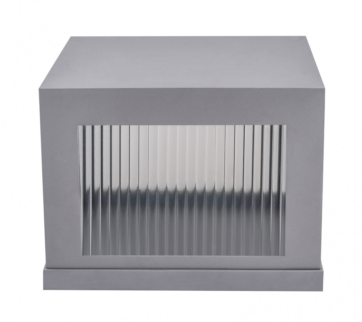 Avenue Outdoor LED Pillar Mount AV9904-SLV top view — 12" square silver post cap fixture with LED face, white background