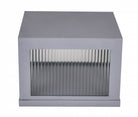 Avenue Outdoor LED Pillar Mount AV9905-SLV top view — 14" square silver post cap fixture with LED face, white background
