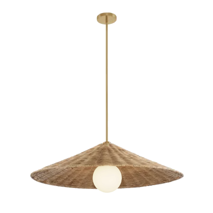 Dounia Home - DH-ADARATCON-LG-NR - Ada Rattan Cone Pendant - Natural Raffia