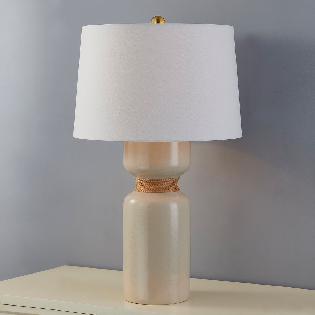 Hudson Valley Lighting BKO1101-AGB/CIC Mindy Table Lamp in Ceramic Ivory Crackle
