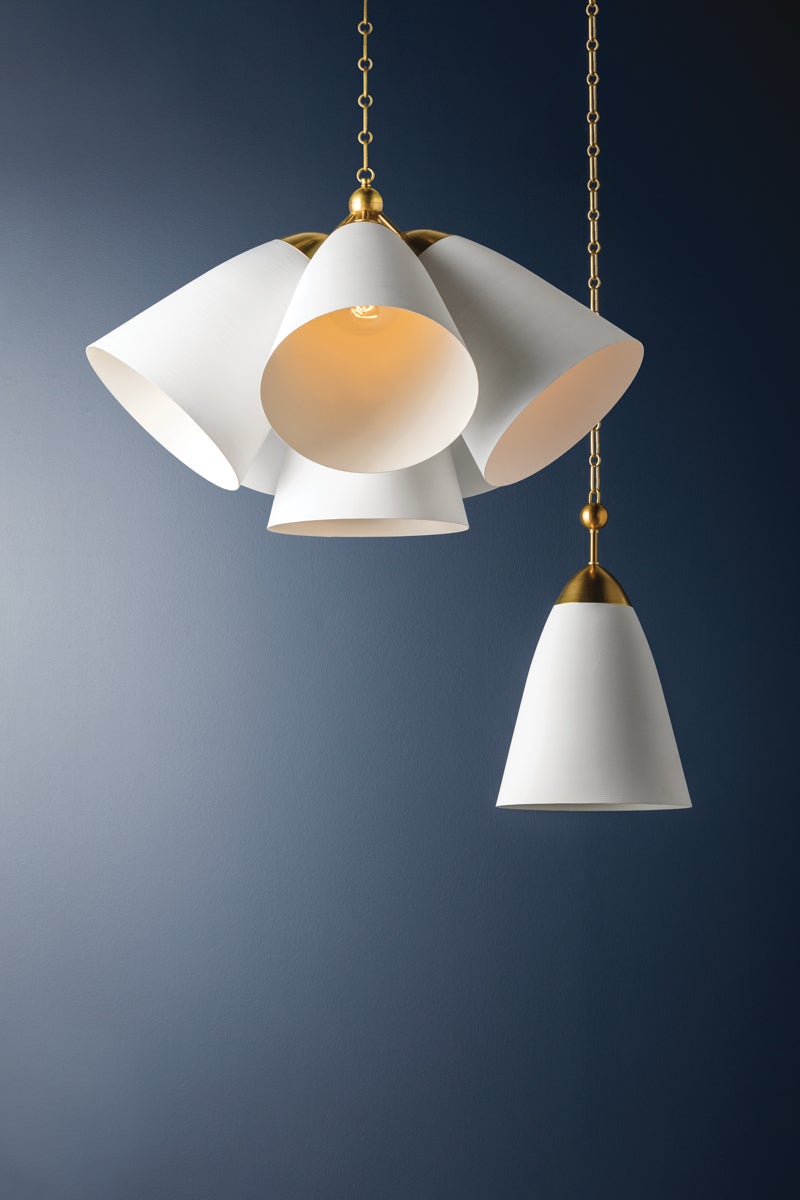 Hudson Valley Lighting BKO1502-AGB/WP BRONSON Chandelier in White Plaster