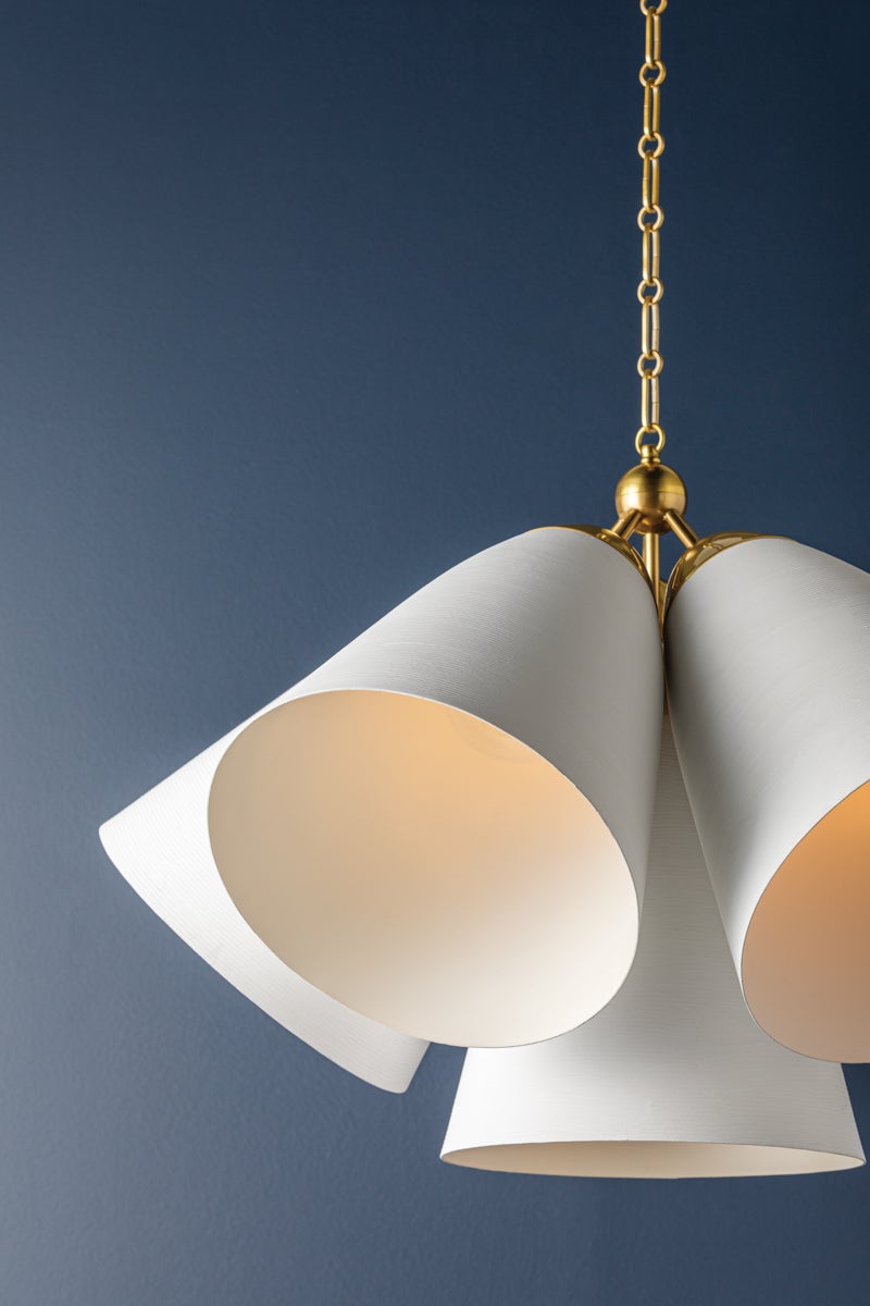 Hudson Valley Lighting BKO1502-AGB/WP BRONSON Chandelier in White Plaster