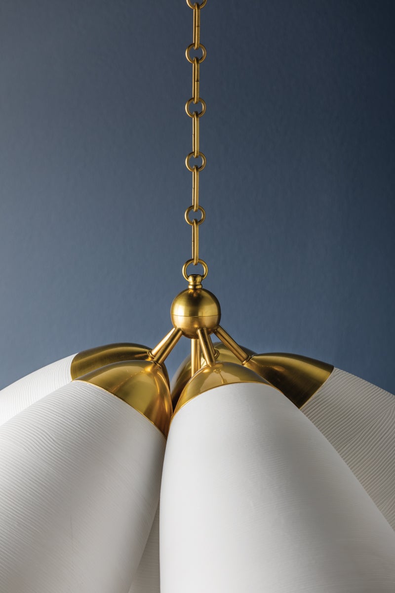 Hudson Valley Lighting BKO1502-AGB/WP BRONSON Chandelier in White Plaster