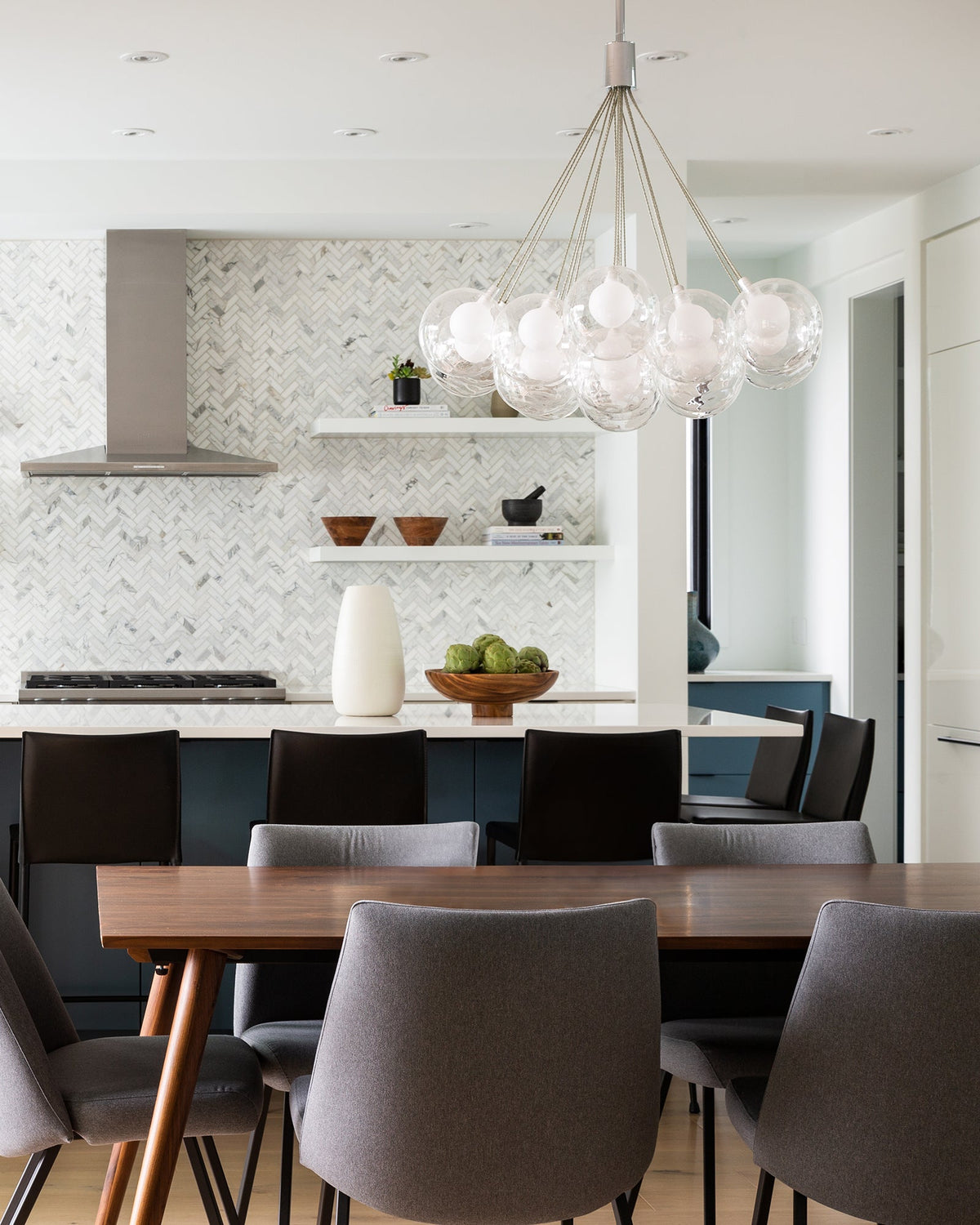 Kuzco Canada - CH3128-BK/MGL - LED Chandelier - Bolla - Black/Mixed Glass