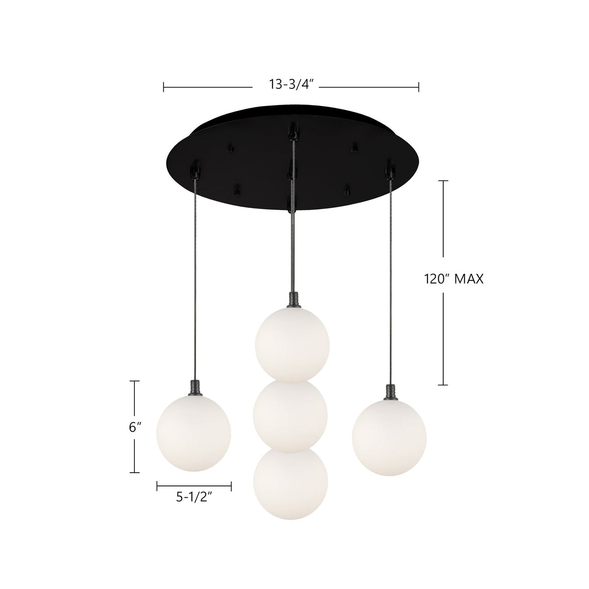 Kuzco Lighting MP3106BG-05 Bolla LED Multi Pendant in Brushed Gold
