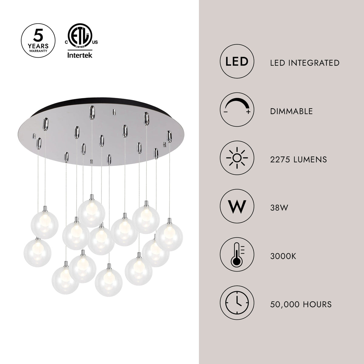 Kuzco Lighting MP3106BG-13 Bolla LED Multi Pendant in Brushed Gold