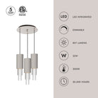 Alora Lighting MP502204BNCR-03 Bordeaux LED Multi Suspension en nickel brossé