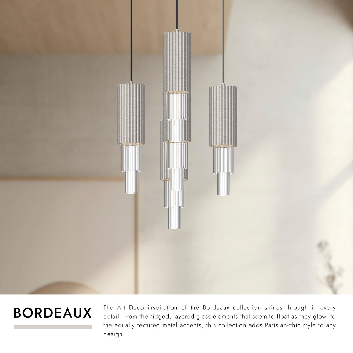 Alora Lighting MP502204BNCR-05 Bordeaux LED Multi Pendant in Brushed Nickel