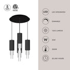 Alora Lighting MP502204BNCR-05 Bordeaux LED Multi Suspension en nickel brossé
