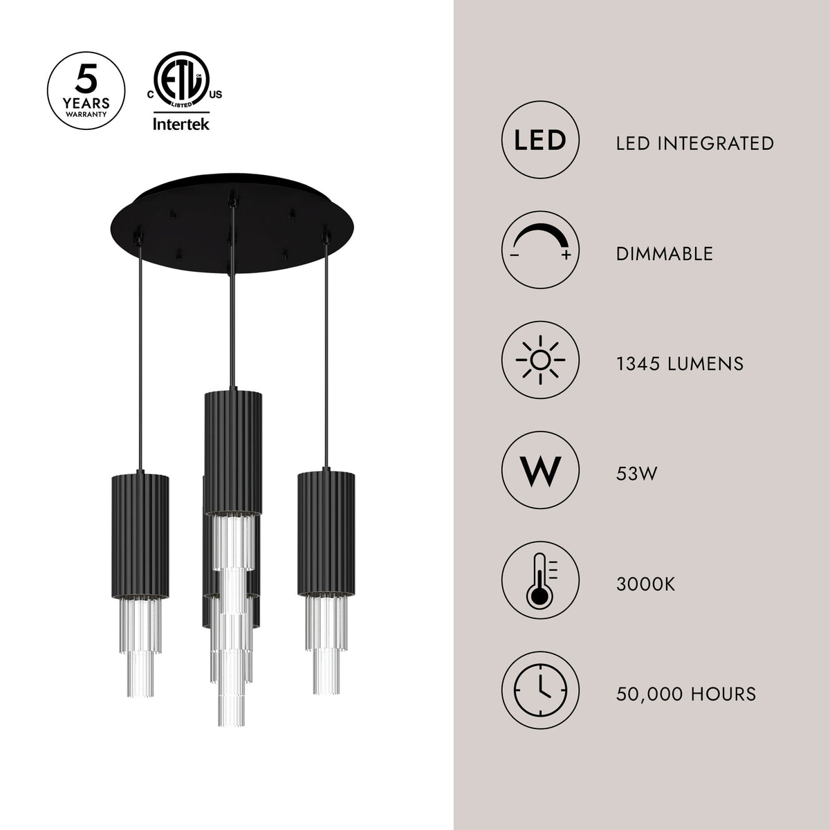 Alora Lighting MP502204BNCR-05 Bordeaux LED Multi Pendant in Brushed Nickel