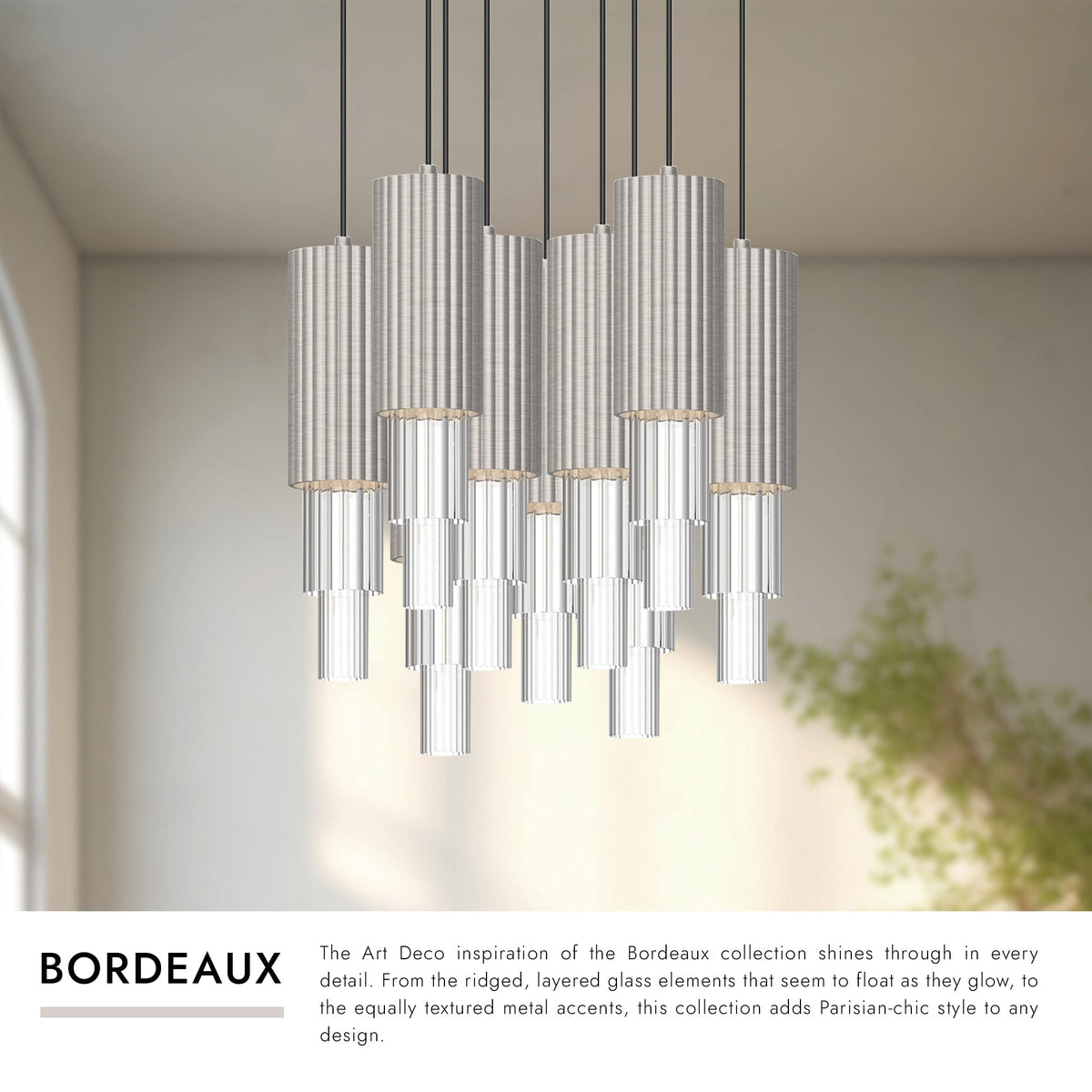 Alora Lighting MP502204BNCR-09 Bordeaux LED Multi Pendant in Brushed Nickel