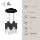 Alora Lighting MP502204BNCR-09 Bordeaux LED Multi Suspension en nickel brossé