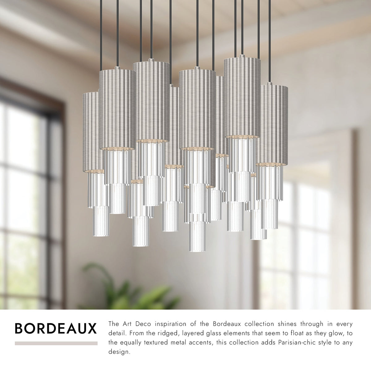 Alora Lighting MP502204BNCR-13 Bordeaux LED Multi Pendant in Brushed Nickel