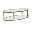 Worlds Away BRANDO ABR Table basse ovale Brando en laiton antique, vue en angle