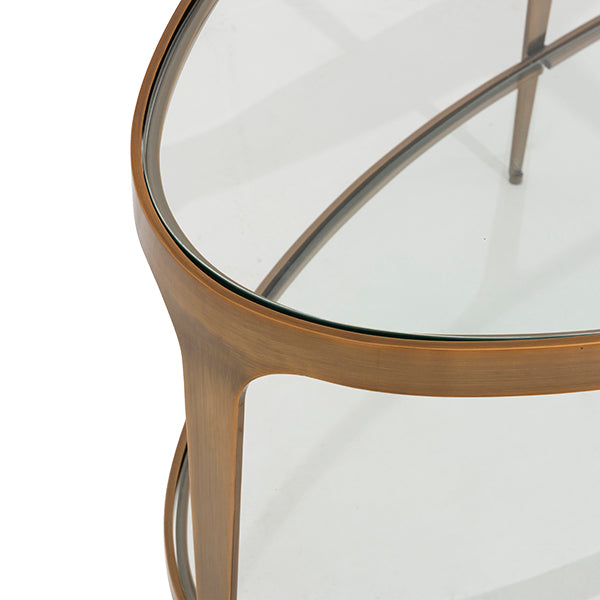 Table basse ovale Brando en laiton antique, vue détaillée
