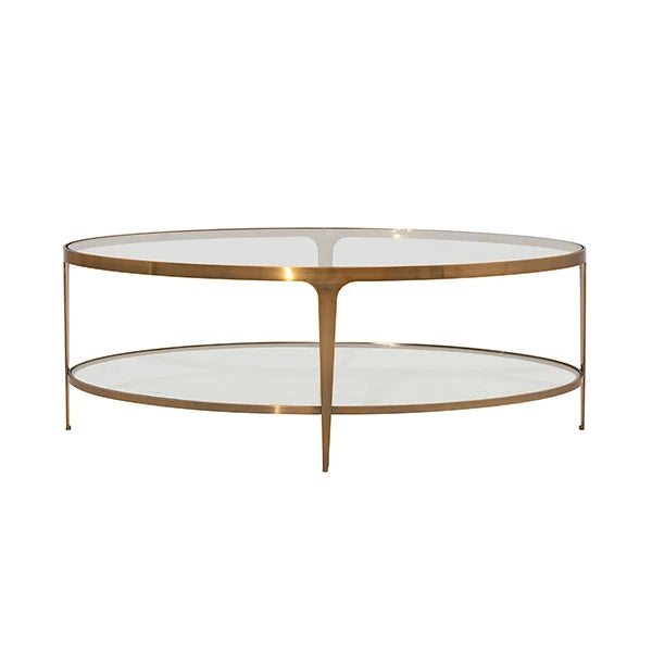 Table basse ovale Brando ABR en laiton antique, collection Worlds Away