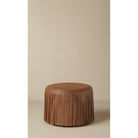 Dounia Home - DH-KORFRILEAOTTOLI-SM-STO - Kora Fringe Leather Ottoman - Olive - Stone