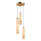 Matteo Lighting C30603AGAM Bambu LED Multi-Light Pendant in Aged Gold Brass
