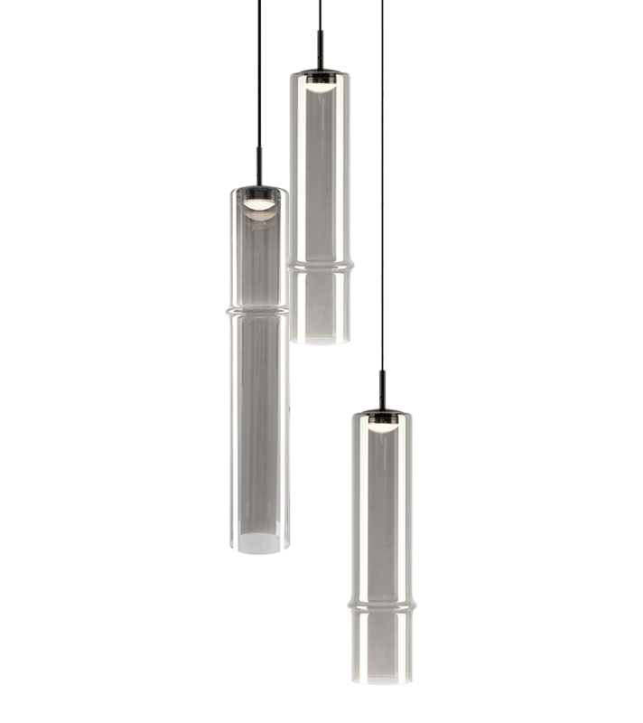 Matteo Lighting C30603MBSM Bambu LED Multi-Light Pendant in Matte Black