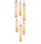 Matteo Lighting C30606AGAM Bambu LED Multi-Light Pendant in Aged Gold Brass