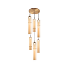 Matteo Lighting C30606AGAM Bambu LED Multi-Light Pendant in Aged Gold Brass