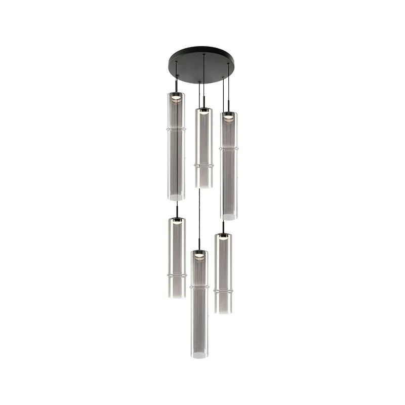 Matteo Lighting C30606MBSM Bambu LED Multi-Light Pendant in Matte Black