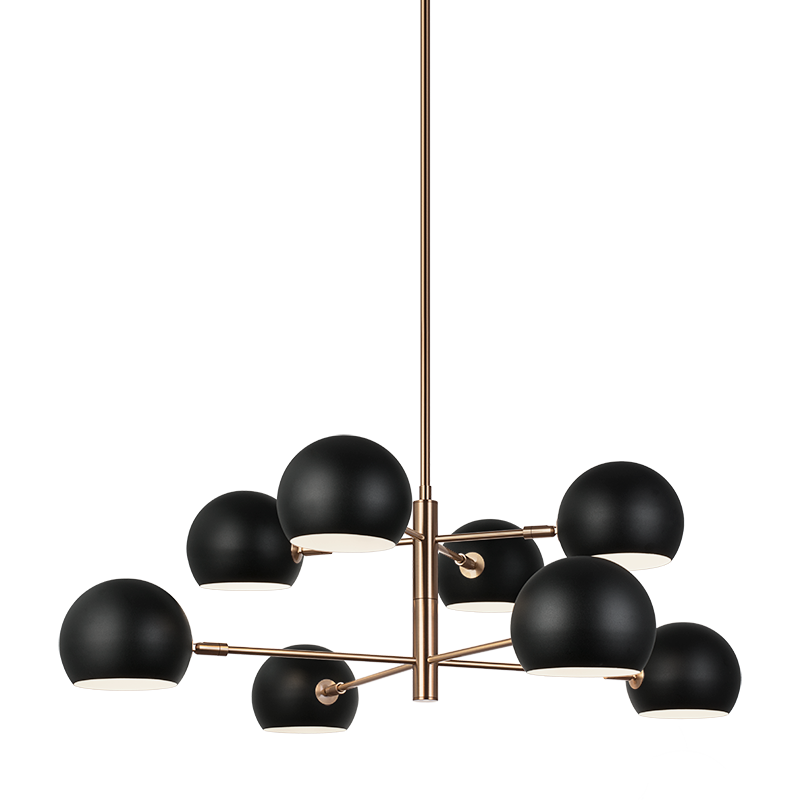 Matteo Lighting C31708MBAG Orb Chandelier in Matte Black with White Interior