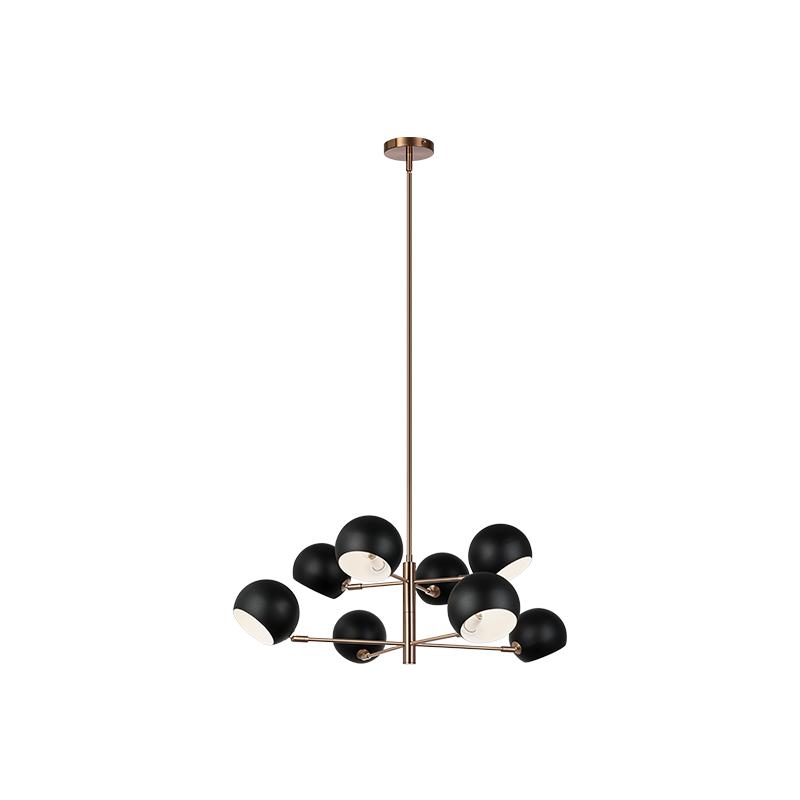Matteo Lighting C31708MBAG Orb Chandelier in Matte Black with White Interior