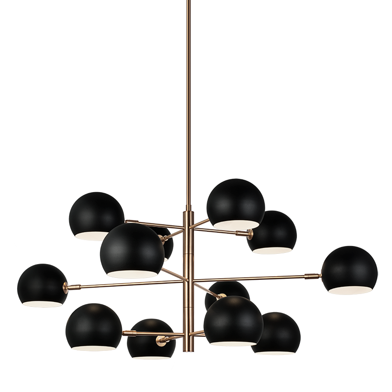 Matteo Lighting C31712MBAG Orb Chandelier in Matte Black with White Interior