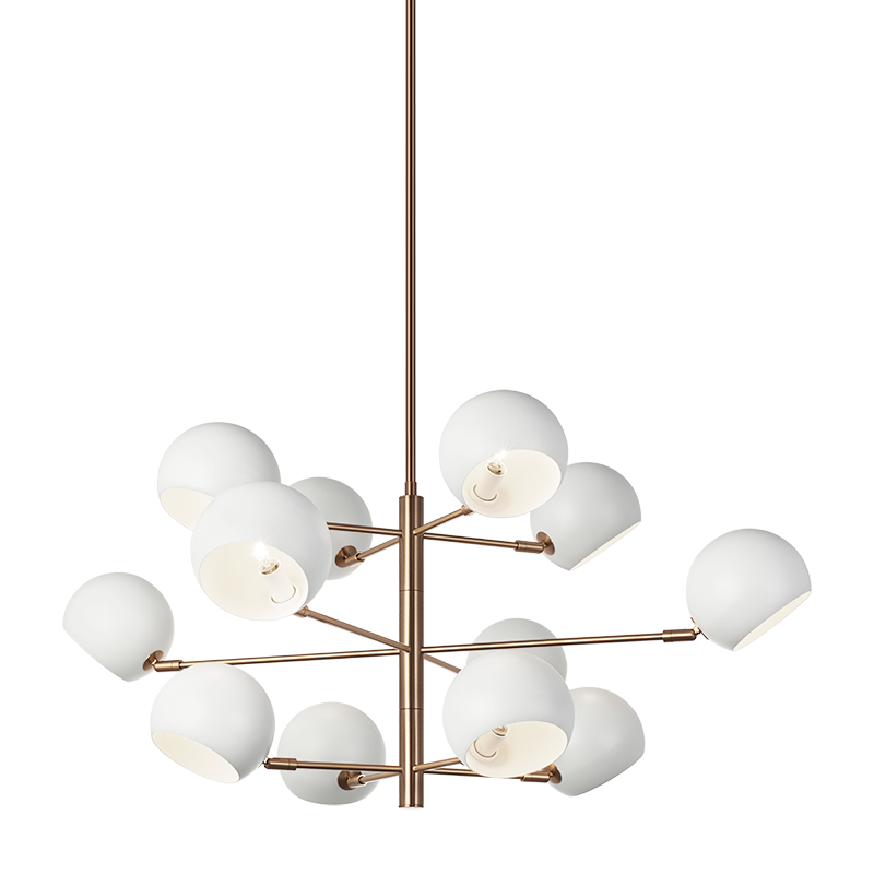 Matteo Lighting C31712MWAG Orb Chandelier in Matte White with White Interior