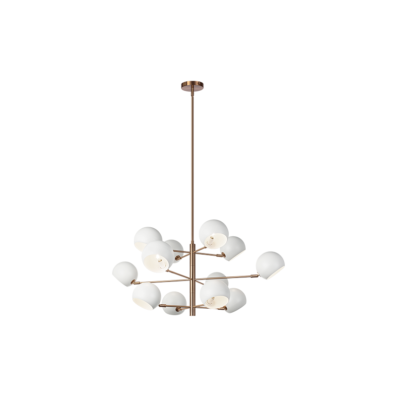 Matteo Lighting C31712MWAG Orb Chandelier in Matte White with White Interior