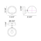 Matteo Lighting W31701MBAG Orb Wall Sconce in Matte Black with White Interior