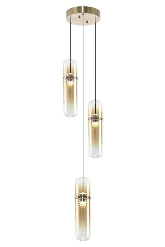 Matteo Lighting C32603CGAM Amulet LED Multi-Light Pendant in Champagne Gold