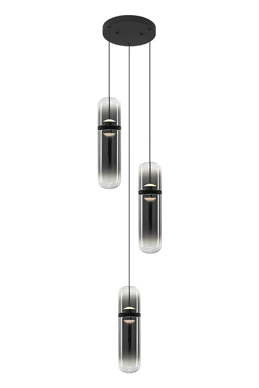 Matteo Lighting C32603MBSM Amulet LED Multi-Light Pendant in Matte Black
