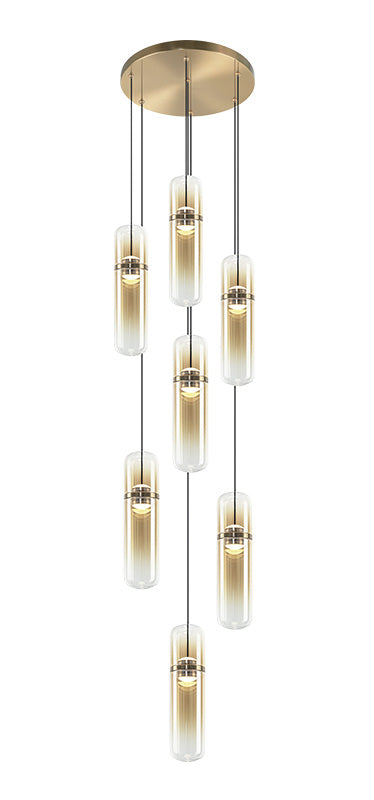 Matteo Lighting C32607CGAM Amulet LED Multi-Light Pendant in Champagne Gold