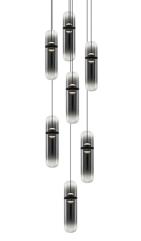 Matteo Lighting C32607MBSM Amulet LED Multi-Light Pendant in Matte Black
