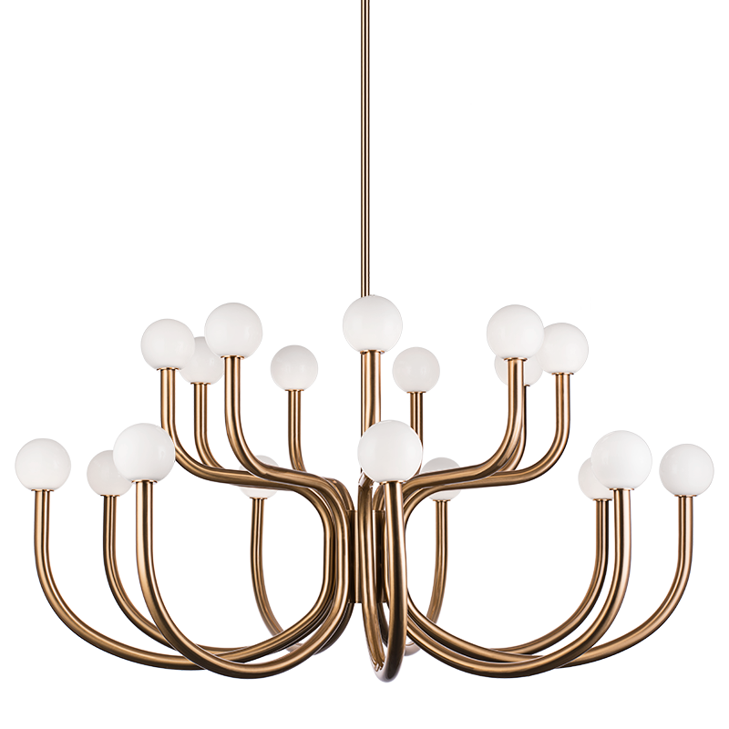 Matteo Lighting C34218AGOP Joelle 2-Tier Chandelier in Aged Gold Brass
