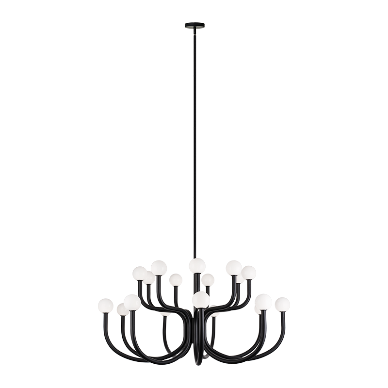Matteo Lighting C34218MBOP Joelle 2-Tier Chandelier in Matte Black