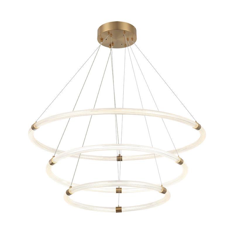 Matteo Lighting C34896AG Inkara LED 3-Tier Chandelier in Aged Gold Brass