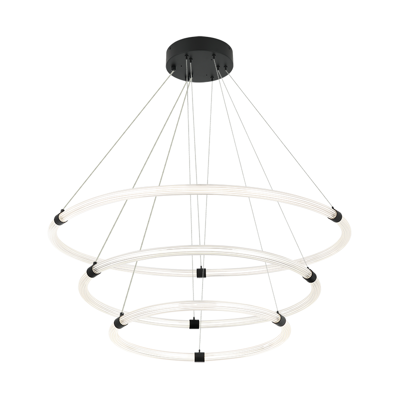 Matteo Lighting C34896MB Inkara LED 3-Tier Chandelier in Matte Black