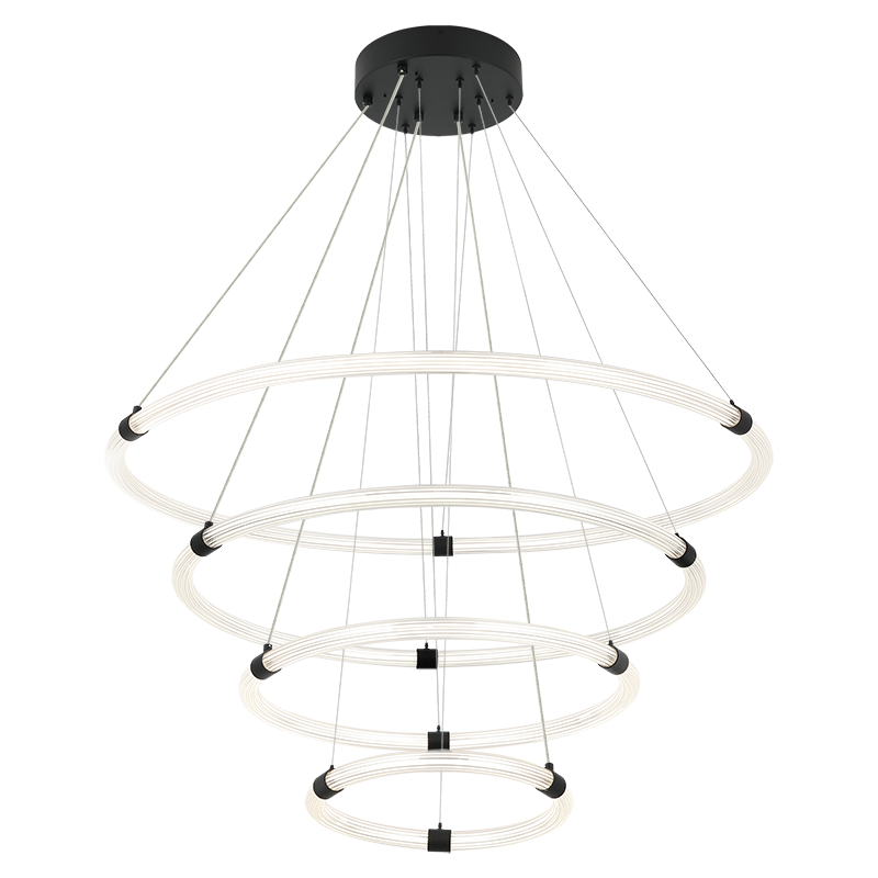 Matteo Lighting C34899MB Inkara LED 4-Tier Chandelier in Matte Black