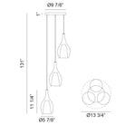 Matteo Lighting C37503MBSM Jericho Multi-Light Pendant in Matte Black