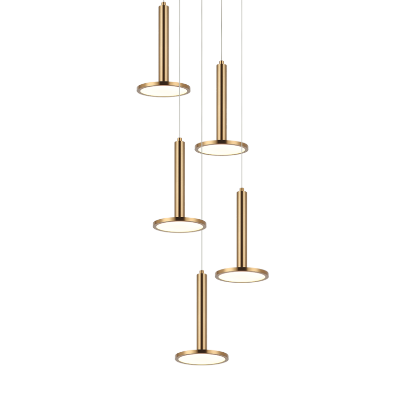 Éclairage LED extraterrestre Matteo Lighting C37705AG Suspendu multi-luminaire en laiton doré vieilli
