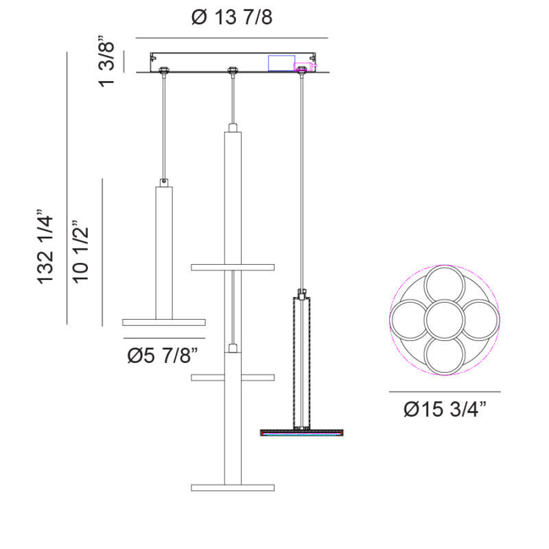 Éclairage LED extraterrestre Matteo Lighting C37705AG Suspendu multi-luminaire en laiton doré vieilli