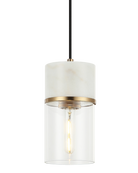 Éclairage Matteo C39901AG LED Marmor Suspension en laiton doré vieilli et marbre blanc
